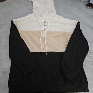 Stylish Black and Cream Men's Hoodie Sweater